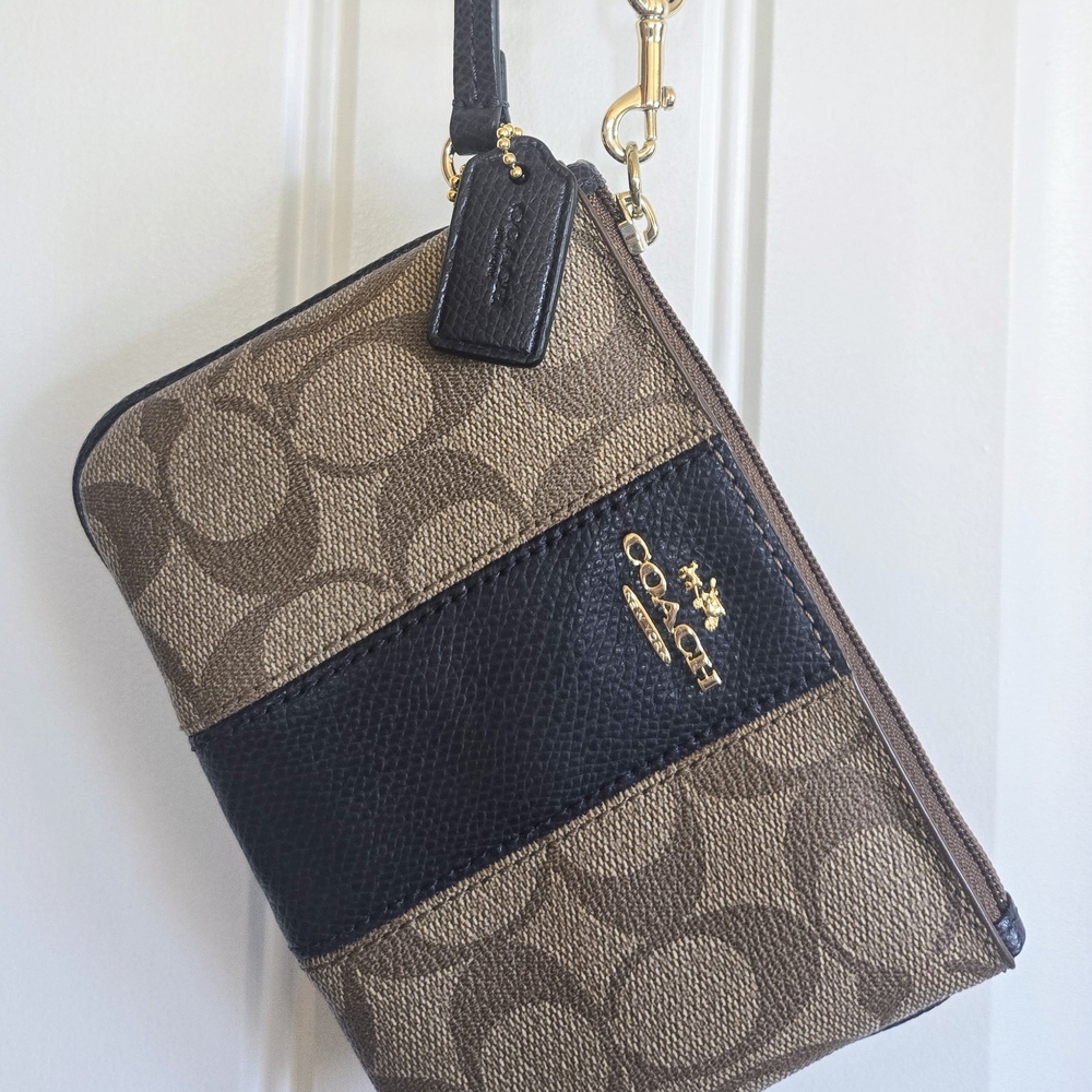 Coach Brown and Navy Blue Wristlet